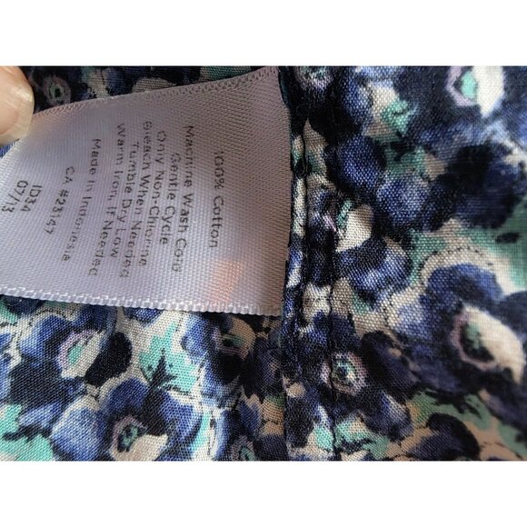 Talbots Woman 16W Blue Floral Button-Up Long Sleeve Shirt - Picture 5 of 7
